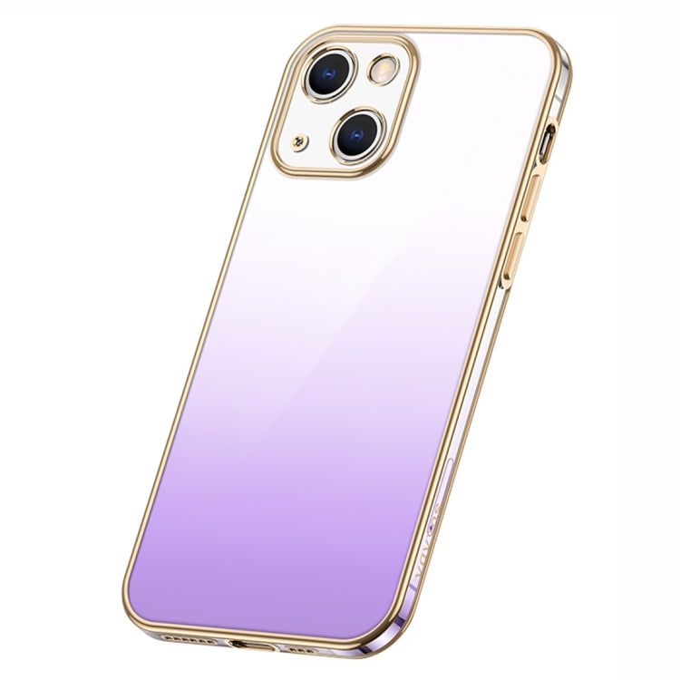 For iPhone 14 Plus SULADA Iridescence Series Plating Transparent Gradient Phone Case(Purple) - HoMEdemic™ 