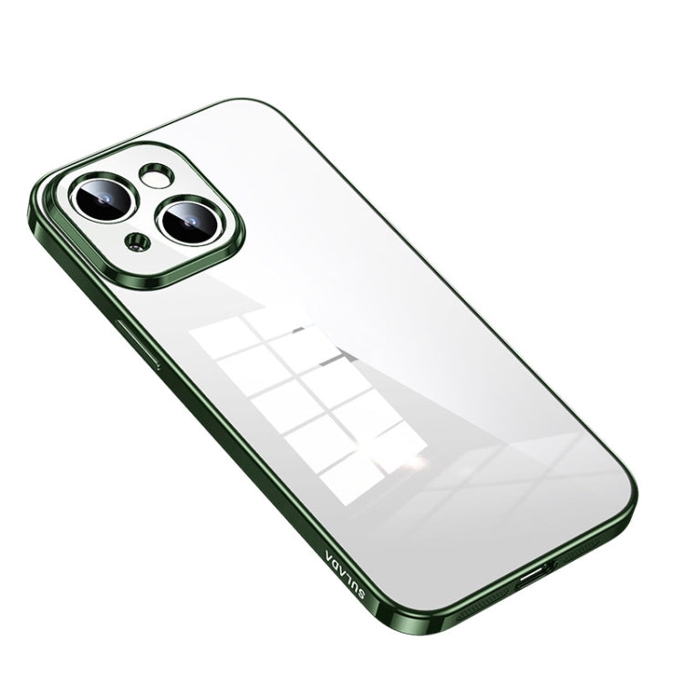 For iPhone 14 Plus SULADA Shine Through Series Plating TPU Transparent Phone Protective Case(Green) - HoMEdemic™ 