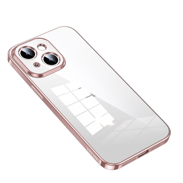 For iPhone 14 Plus SULADA Shine Through Series Plating TPU Transparent Phone Protective Case(Pink) - HoMEdemic™ 
