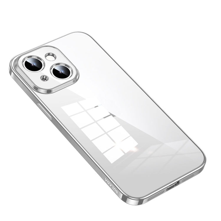 For iPhone 14 Plus SULADA Shine Through Series Plating TPU Transparent Phone Protective Case(Silver) - HoMEdemic™ 