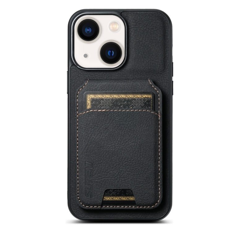 For iPhone 14 Plus Suteni H02 Litchi Leather Card Wallet Stand Back Phone Case(Black) - HoMEdemic™ 