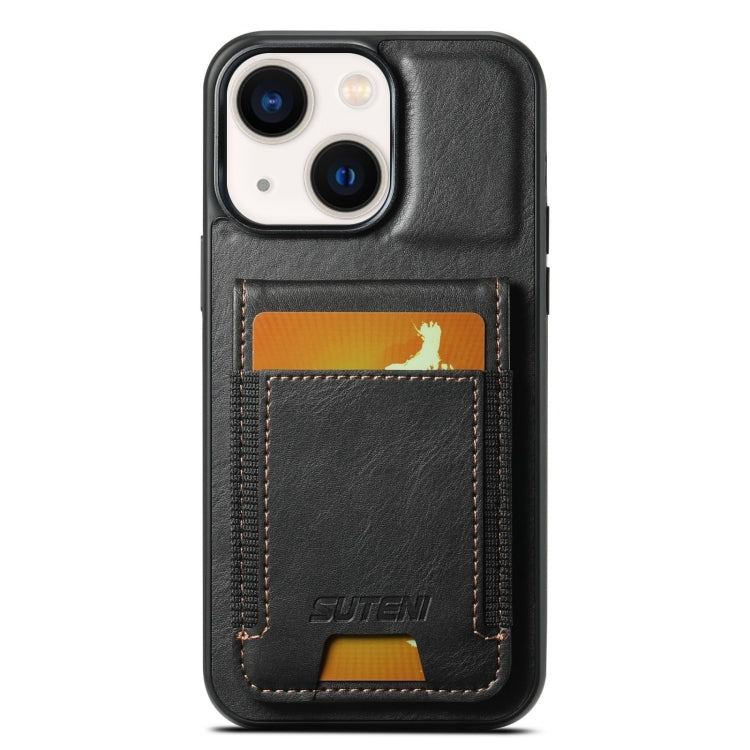 For iPhone 14 Plus Suteni H03 Oil Wax Leather Wallet Stand Back Phone Case(Black) - HoMEdemic™ 