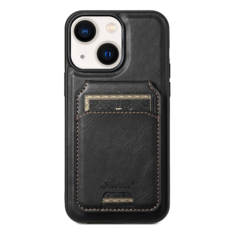 For iPhone 14 Plus Suteni H15 MagSafe Oil Eax Leather Detachable Wallet Back Phone Case(Black) - HoMEdemic™ 
