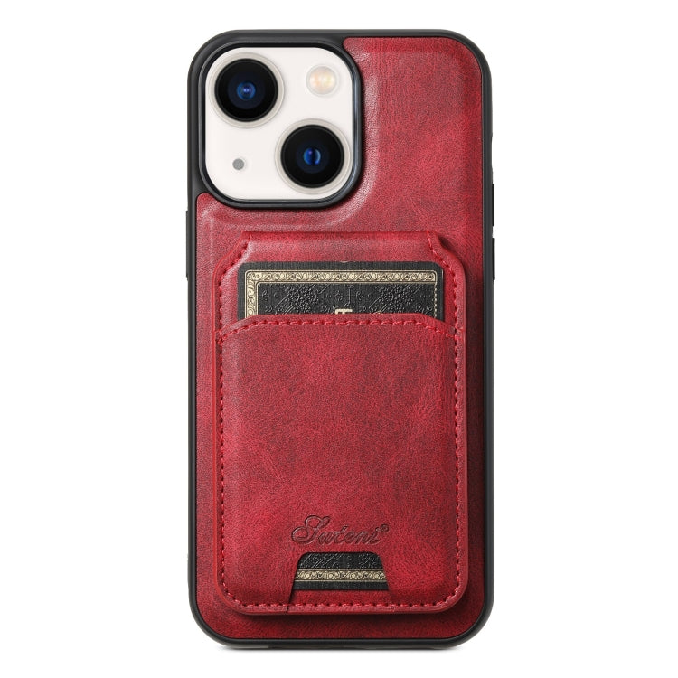For iPhone 14 Plus Suteni H15 MagSafe Oil Eax Leather Detachable Wallet Back Phone Case(Red) - HoMEdemic™ 
