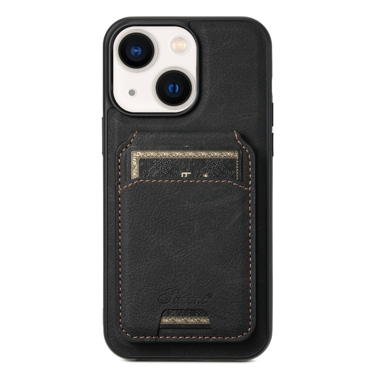 For iPhone 14 Plus Suteni H16 Litchi Texture Leather Detachable Wallet Back Phone Case(Black) - HoMEdemic™ 