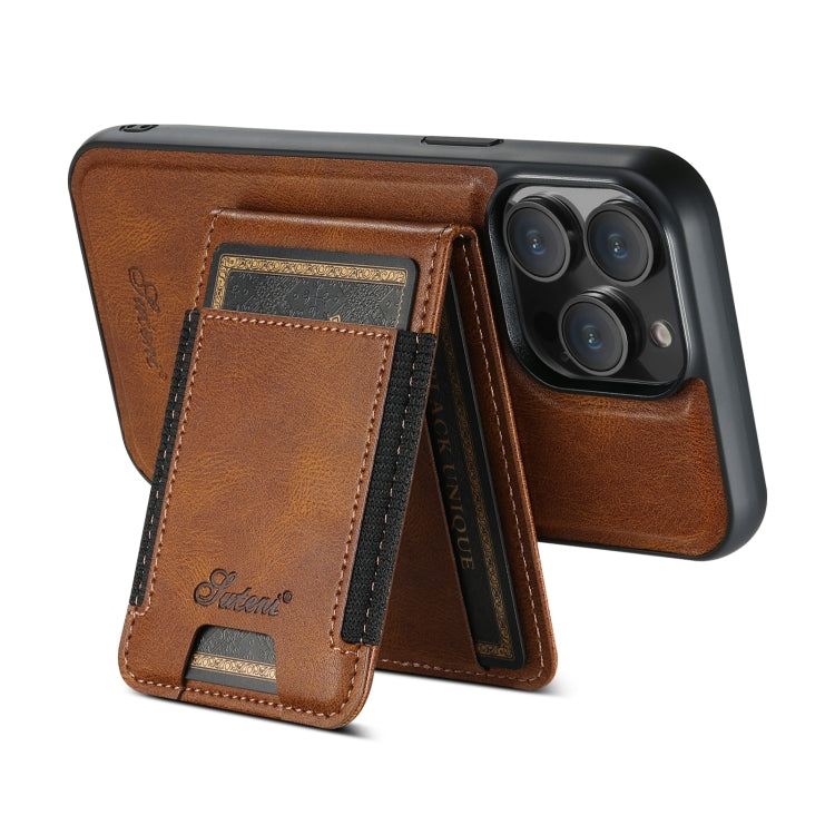 For iPhone 14 Plus Suteni H17 Oil Eax Leather MagSafe Detachable Wallet Phone Case(Brown) - HoMEdemic™ 