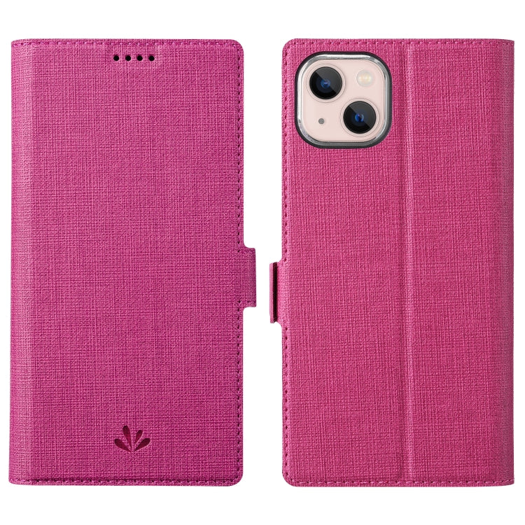 For iPhone 14 Plus ViLi K Series Dual-side Buckle Magsafe Leather Phone Case(Rose Red) - HoMEdemic™ 
