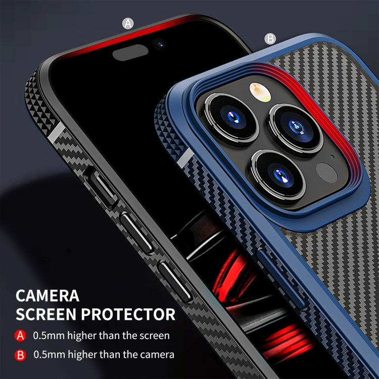 For iPhone 14 Plus iPAKY Carbon Fiber Texture Shockproof PC + TPU Protective Phone Case (Blue) - HoMEdemic™ 
