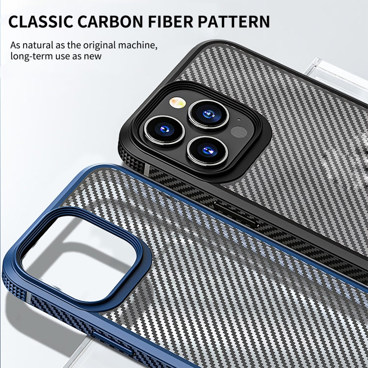 For iPhone 14 Plus iPAKY Carbon Fiber Texture Shockproof PC + TPU Protective Phone Case (Blue) - HoMEdemic™ 