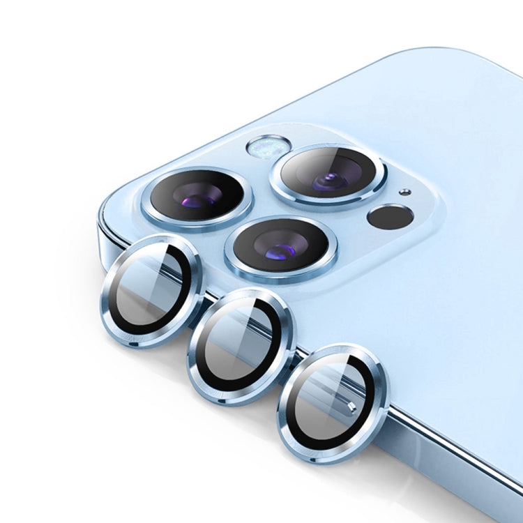 For iPhone 14 Pro / 14 Pro Max ENKAY 9H Rear Lens Metal Ring Tempered Glass Film(Sierra Blue) - HoMEdemic™ 