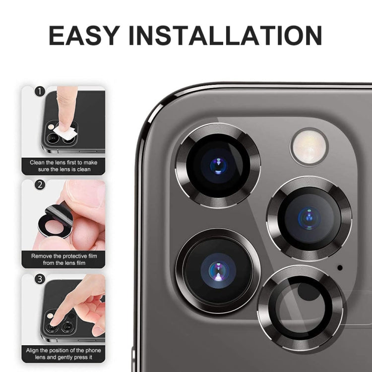 For iPhone 14 Pro / 14 Pro Max ENKAY 9H Rear Lens Metal Ring Tempered Glass Film(Sierra Blue) - HoMEdemic™ 