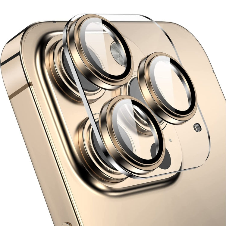 For iPhone 14 Pro / 14 Pro Max ENKAY Hat-Prince 9H Rear Camera Lens Tempered Glass Aluminium Alloy Film(Golden) - HoMEdemic™ 