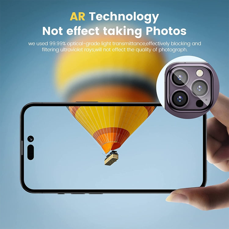 For iPhone 14 Pro / 14 Pro Max ENKAY Hat-Prince 9H Rear Camera Lens Tempered Glass Aluminium Alloy Film(Golden) - HoMEdemic™ 