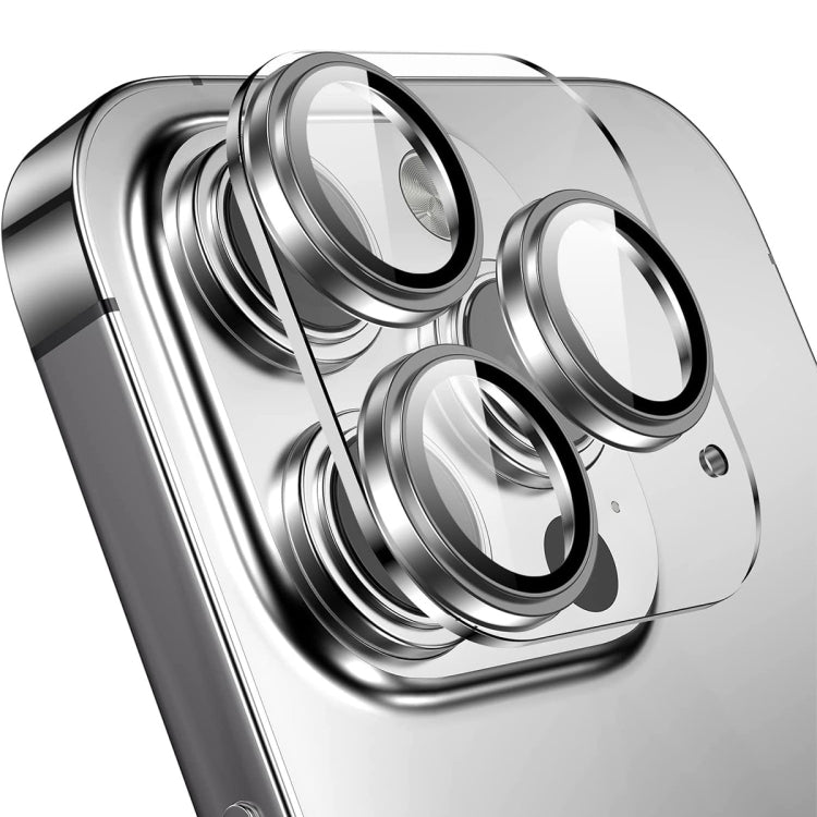 For iPhone 14 Pro / 14 Pro Max ENKAY Hat-Prince 9H Rear Camera Lens Tempered Glass Aluminium Alloy Film(Silver) - HoMEdemic™ 