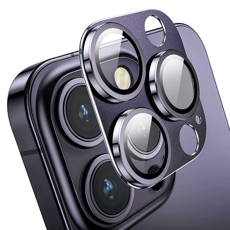 For iPhone 14 Pro / 14 Pro Max ENKAY Hat-Prince Anti-reflection Camera Lens Aluminium Alloy  Tempered Glass Film(Dark Purple) - HoMEdemic™ 