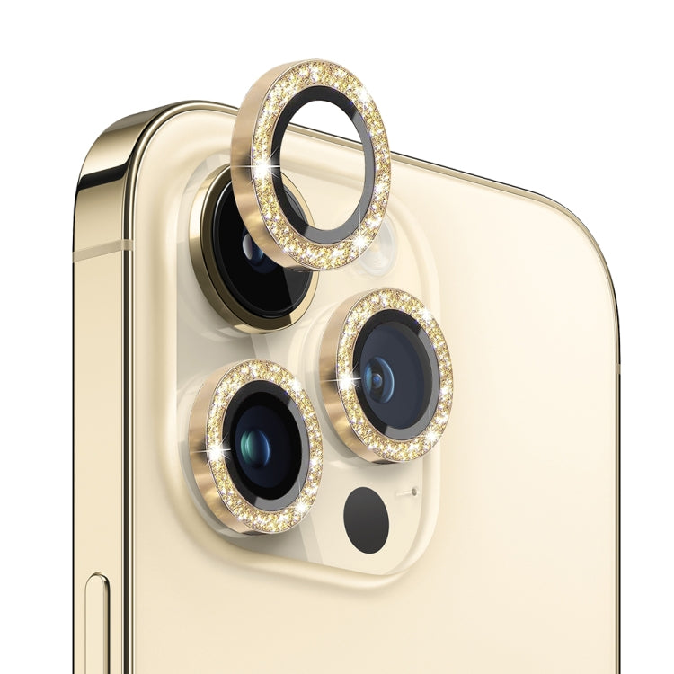 For iPhone 14 Pro / 14 Pro Max NORTHJO Camera Lens Tempered Glass Bling Glitter Metal Ring Film(Gold) - HoMEdemic™ 