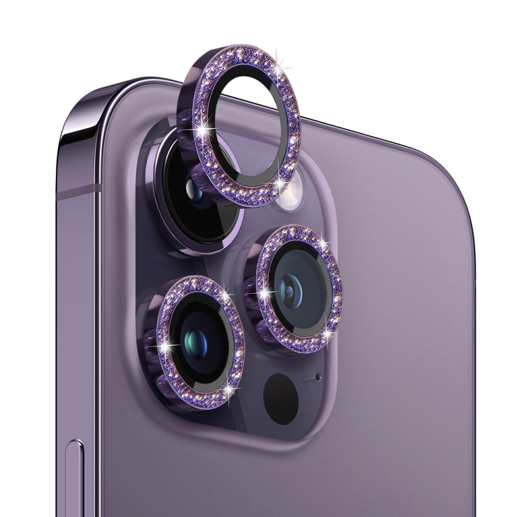 For iPhone 14 Pro / 14 Pro Max NORTHJO Camera Lens Tempered Glass Bling Glitter Metal Ring Film(Purple) - HoMEdemic™ 