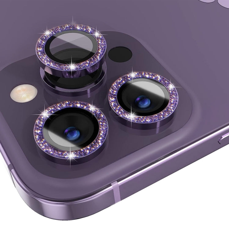 For iPhone 14 Pro / 14 Pro Max NORTHJO Camera Lens Tempered Glass Bling Glitter Metal Ring Film(Purple) - HoMEdemic™ 