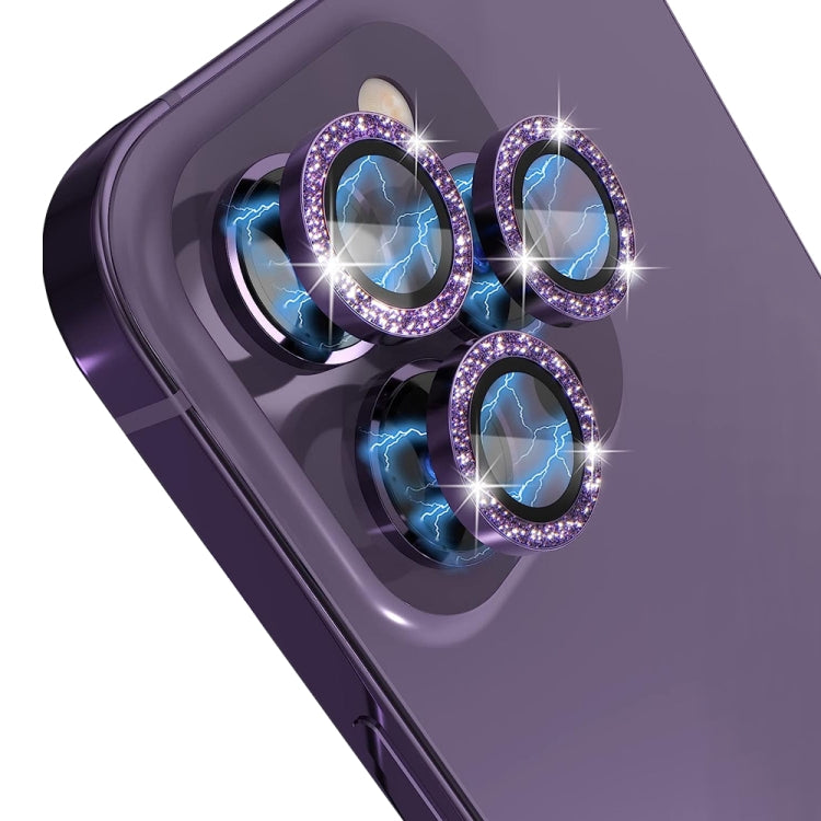 For iPhone 14 Pro / 14 Pro Max NORTHJO Camera Lens Tempered Glass Bling Glitter Metal Ring Film(Purple) - HoMEdemic™ 