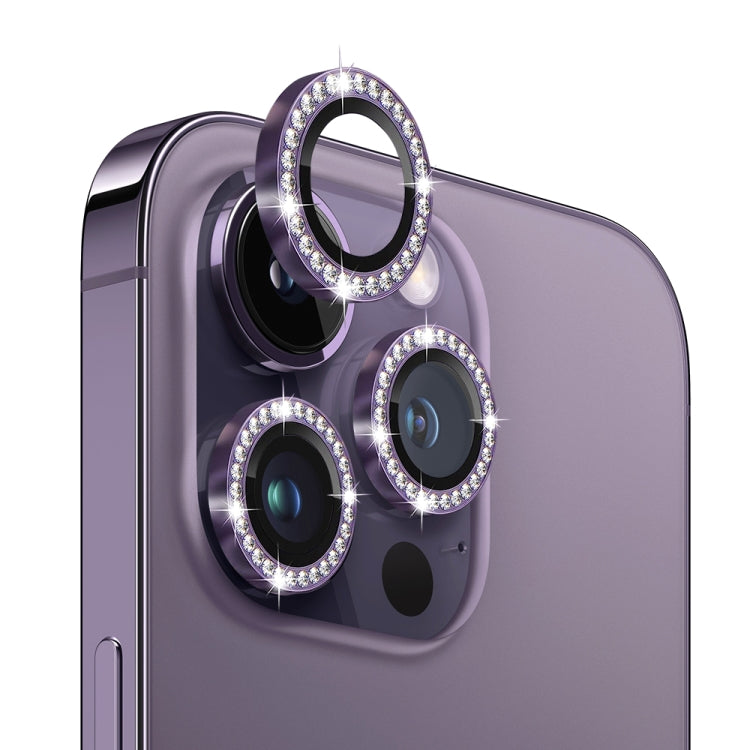 For iPhone 14 Pro / 14 Pro Max NORTHJO Camera Lens Tempered Glass Metal Rhinestone Ring Film(Purple) - HoMEdemic™ 