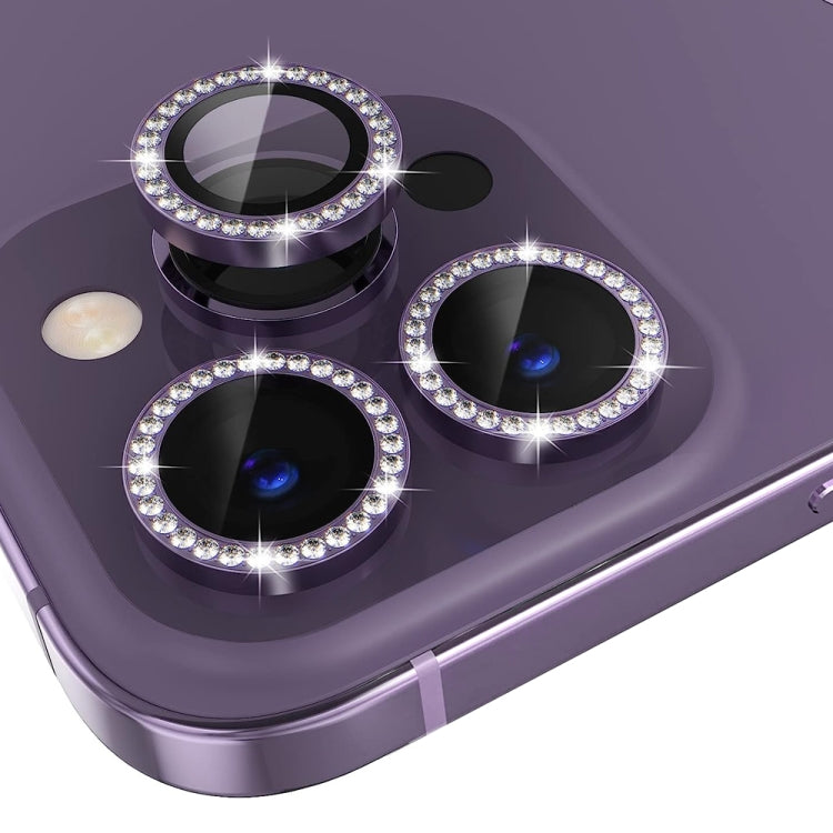 For iPhone 14 Pro / 14 Pro Max NORTHJO Camera Lens Tempered Glass Metal Rhinestone Ring Film(Purple) - HoMEdemic™ 