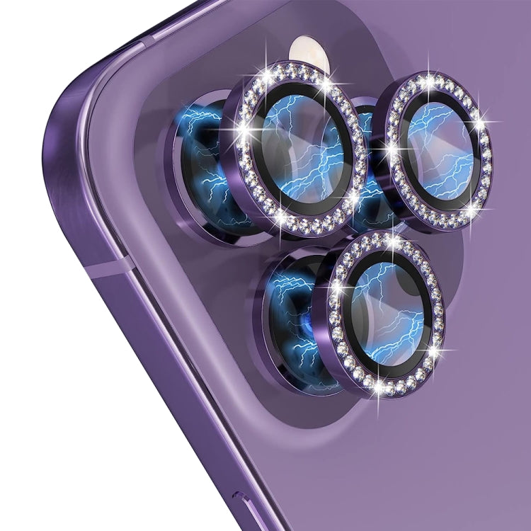 For iPhone 14 Pro / 14 Pro Max NORTHJO Camera Lens Tempered Glass Metal Rhinestone Ring Film(Purple) - HoMEdemic™ 