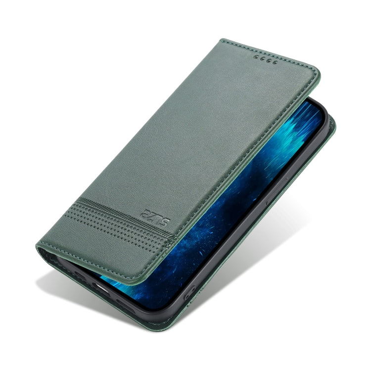 For iPhone 14 Pro AZNS Magnetic Calf Texture Flip Leather Phone Case(Dark Green) - HoMEdemic™ 