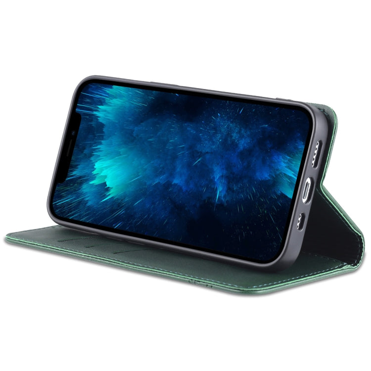For iPhone 14 Pro AZNS Magnetic Calf Texture Flip Leather Phone Case(Dark Green) - HoMEdemic™ 