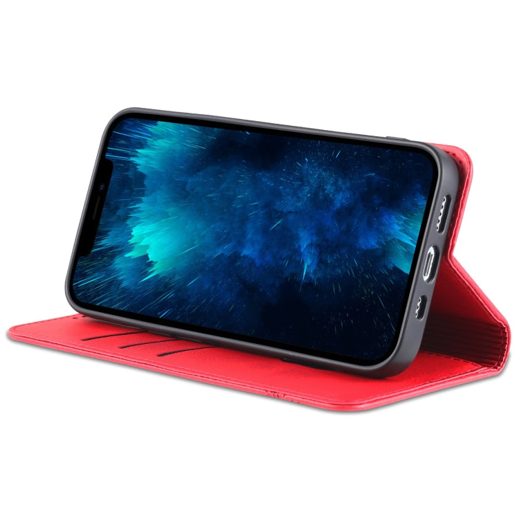 For iPhone 14 Pro AZNS Magnetic Calf Texture Flip Leather Phone Case(Red) - HoMEdemic™ 