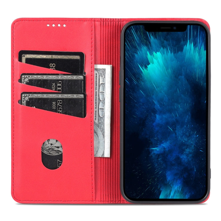 For iPhone 14 Pro AZNS Magnetic Calf Texture Flip Leather Phone Case(Red) - HoMEdemic™ 