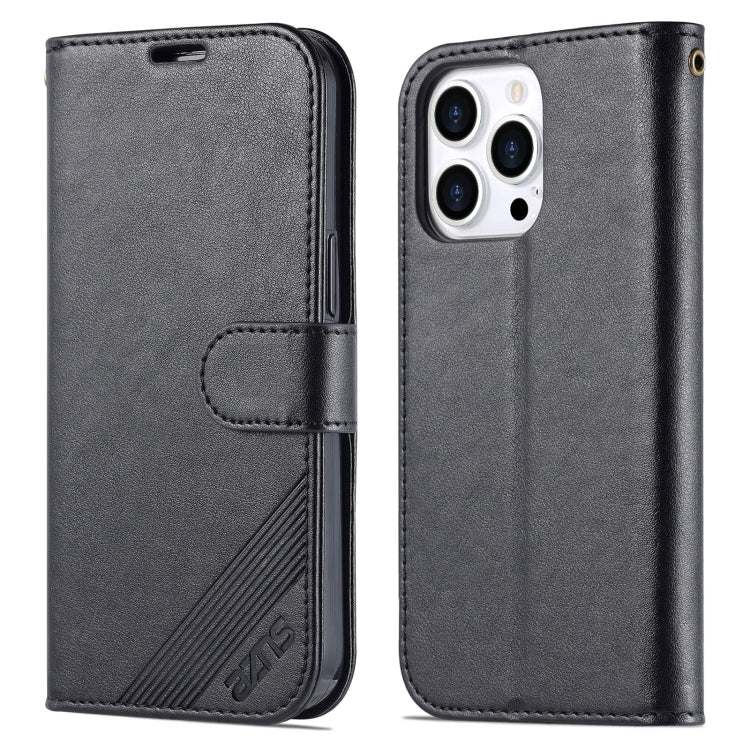 For iPhone 14 Pro AZNS Sheepskin Texture Horizontal Flip Leather Case(Black) - HoMEdemic™ 
