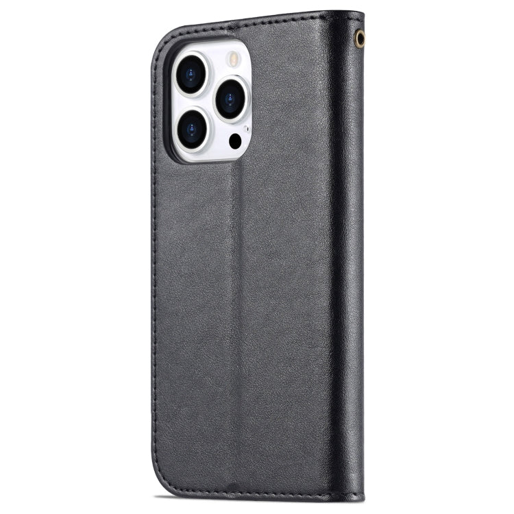 For iPhone 14 Pro AZNS Sheepskin Texture Horizontal Flip Leather Case(Black) - HoMEdemic™ 