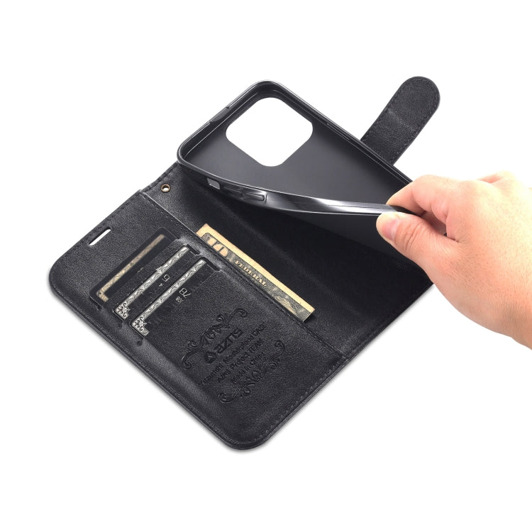 For iPhone 14 Pro AZNS Sheepskin Texture Horizontal Flip Leather Case(Black) - HoMEdemic™ 