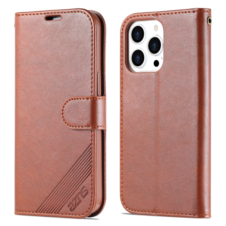 For iPhone 14 Pro AZNS Sheepskin Texture Horizontal Flip Leather Case(Brown) - HoMEdemic™ 