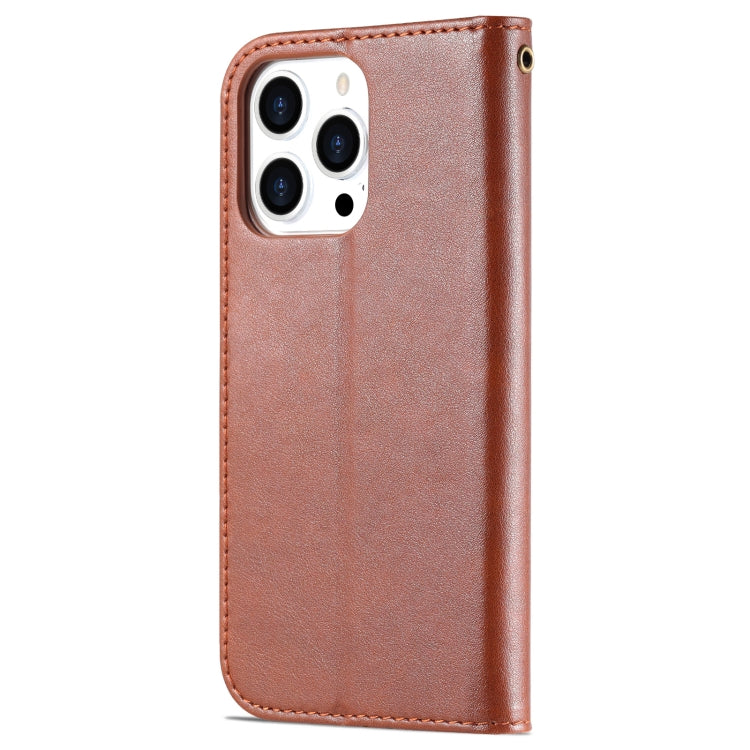 For iPhone 14 Pro AZNS Sheepskin Texture Horizontal Flip Leather Case(Brown) - HoMEdemic™ 