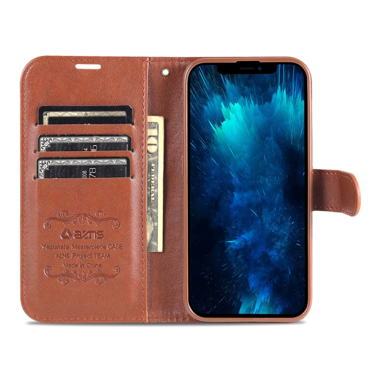 For iPhone 14 Pro AZNS Sheepskin Texture Horizontal Flip Leather Case(Brown) - HoMEdemic™ 