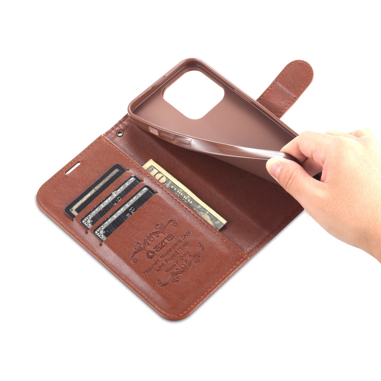 For iPhone 14 Pro AZNS Sheepskin Texture Horizontal Flip Leather Case(Brown) - HoMEdemic™ 