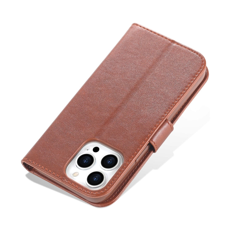 For iPhone 14 Pro AZNS Sheepskin Texture Horizontal Flip Leather Case(Brown) - HoMEdemic™ 