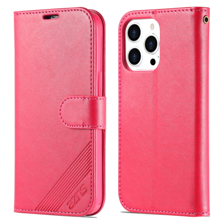 For iPhone 14 Pro AZNS Sheepskin Texture Horizontal Flip Leather Case(Red) - HoMEdemic™ 