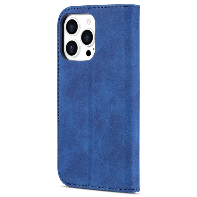 For iPhone 14 Pro AZNS Skin Feel Calf Texture Horizontal Flip Leather Case(Blue) - HoMEdemic™ 