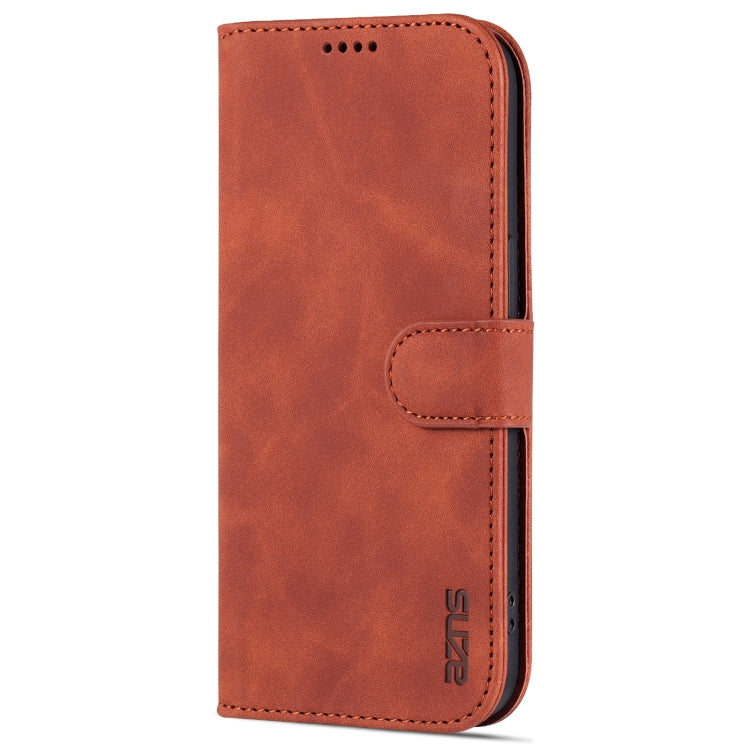 For iPhone 14 Pro AZNS Skin Feel Calf Texture Horizontal Flip Leather Case(Brown) - HoMEdemic™ 