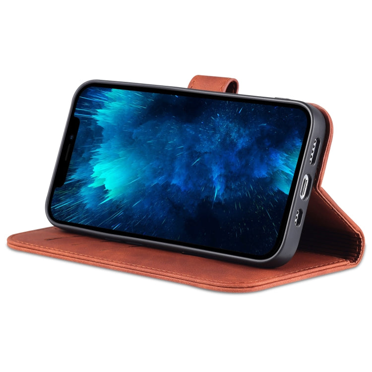 For iPhone 14 Pro AZNS Skin Feel Calf Texture Horizontal Flip Leather Case(Brown) - HoMEdemic™ 