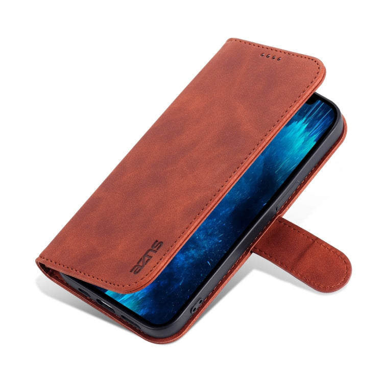 For iPhone 14 Pro AZNS Skin Feel Calf Texture Horizontal Flip Leather Case(Brown) - HoMEdemic™ 