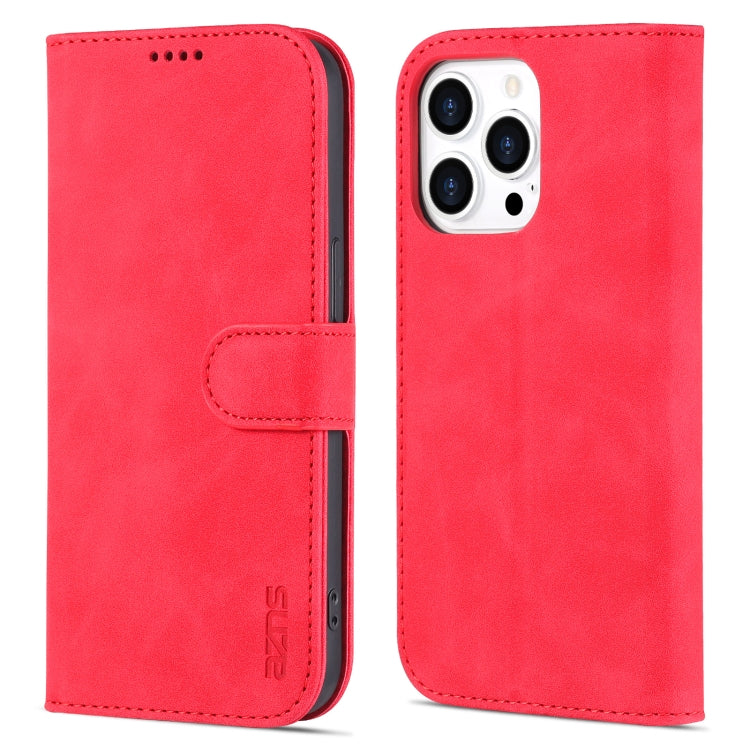 For iPhone 14 Pro AZNS Skin Feel Calf Texture Horizontal Flip Leather Case(Red) - HoMEdemic™ 