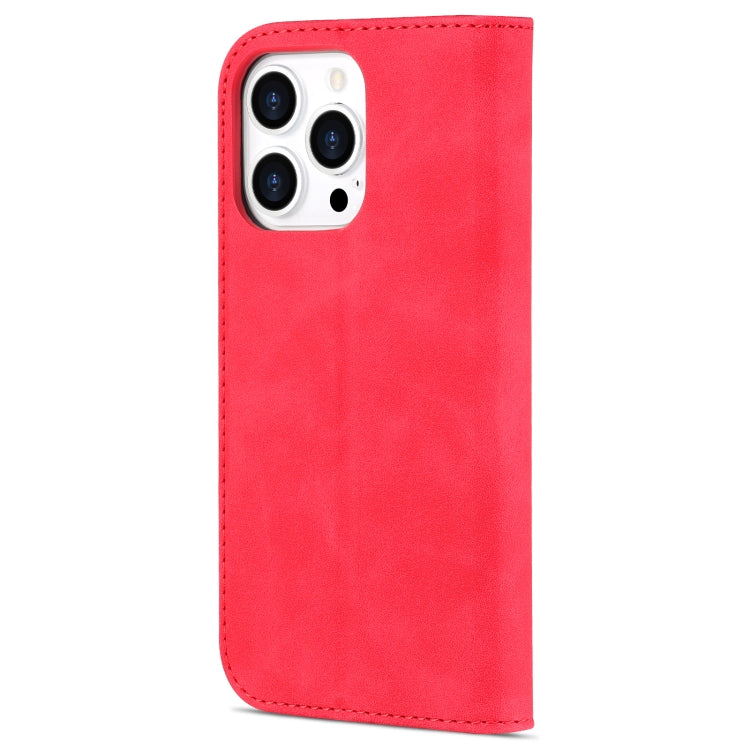 For iPhone 14 Pro AZNS Skin Feel Calf Texture Horizontal Flip Leather Case(Red) - HoMEdemic™ 