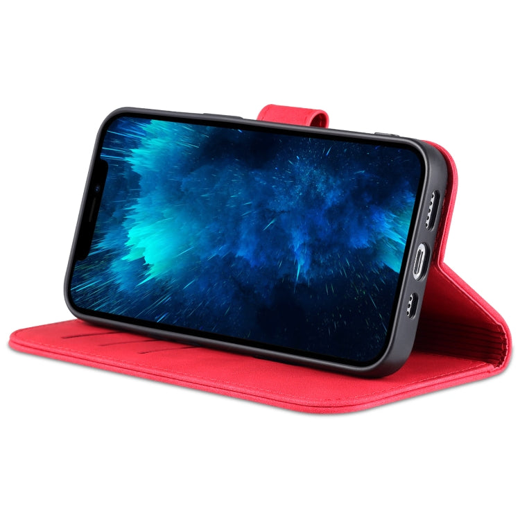 For iPhone 14 Pro AZNS Skin Feel Calf Texture Horizontal Flip Leather Case(Red) - HoMEdemic™ 