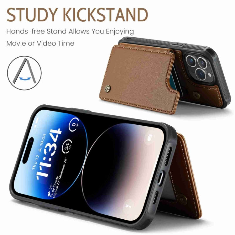 For iPhone 14 Pro CaseMe C22 Card Slots Holder RFID Anti-theft Phone Case(Brown) - HoMEdemic™ 