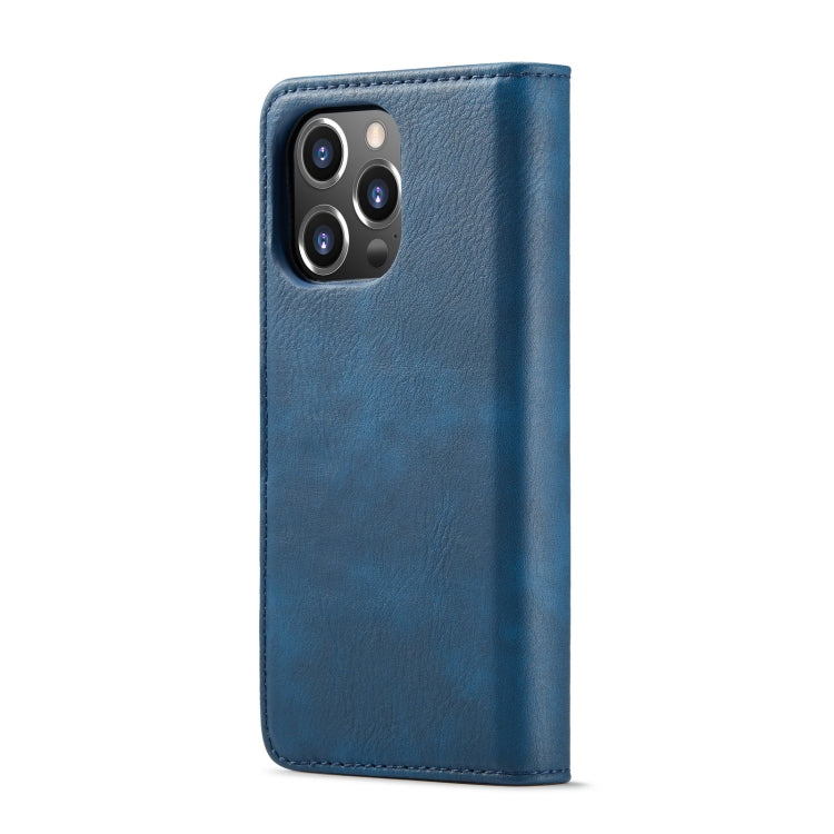 For iPhone 14 Pro DG.MING Crazy Horse Texture Detachable Magnetic Leather Case(Blue) - HoMEdemic™ 
