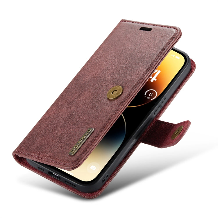 For iPhone 14 Pro DG.MING Crazy Horse Texture Detachable Magnetic Leather Case(Red) - HoMEdemic™ 