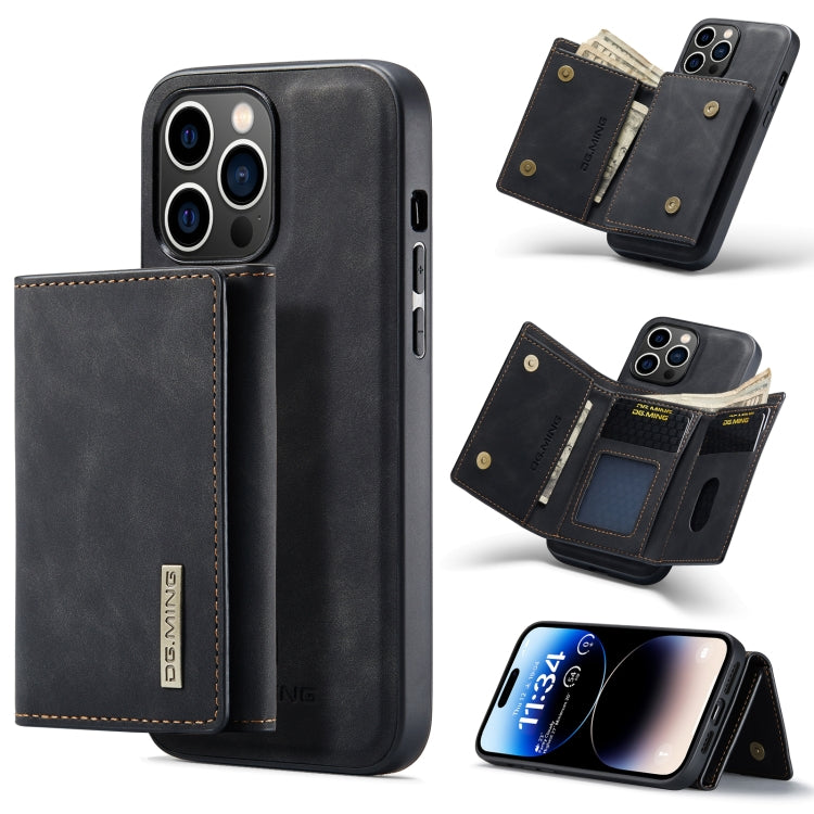 For iPhone 14 Pro DG.MING M1 Series 3-Fold Multi Card Wallet Leather Case(Black) - HoMEdemic™ 